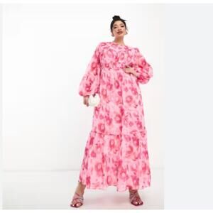 NWT Asos Design Curve Channel Waist Floral Maxi Dress Plus Size 24